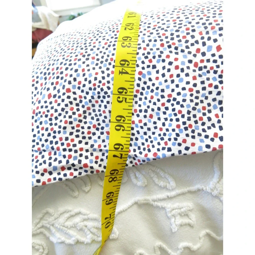 Annie Selke C3 Twin Duvet Cover 100% Cotton Red Blue Navy Dot Print White